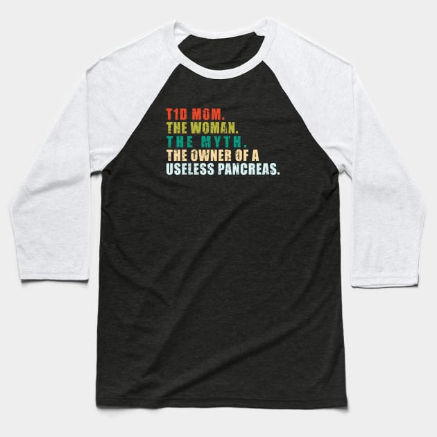 T1D Mom Baseball T-Shirt by mohazain